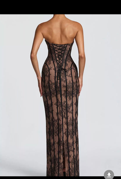 Lace-Up Corset Maxi Dress