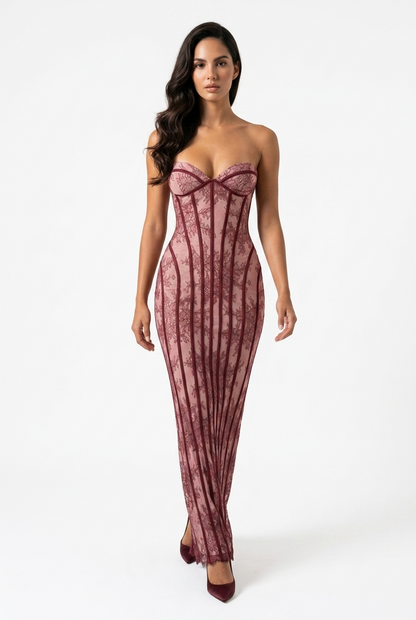Lace-Up Corset Maxi Dress