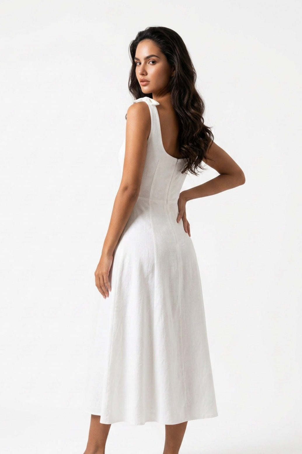 Ivory Blossom Midi Dress