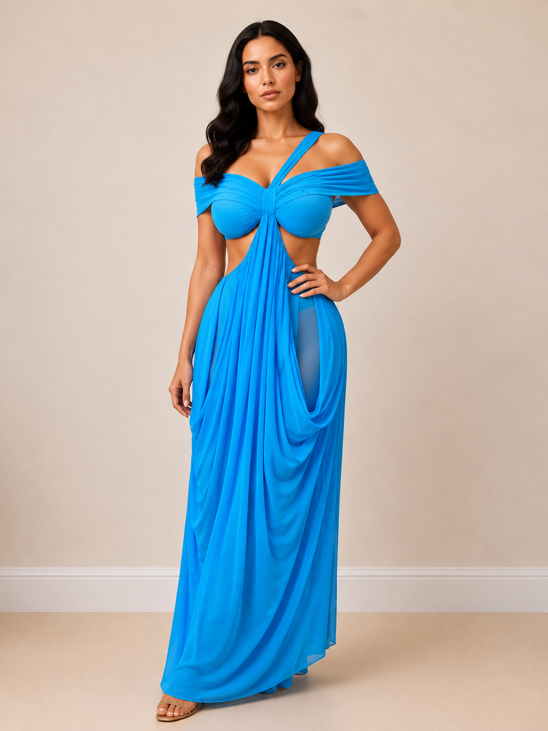 Rene Ruched Cutout Maxi Dress