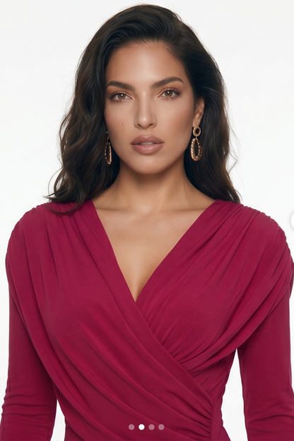 Celeste Ruched Long Sleeve Maxi Dress