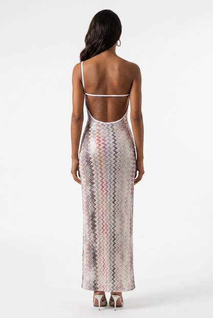 Sienna Zigzag Backless Maxi Dress