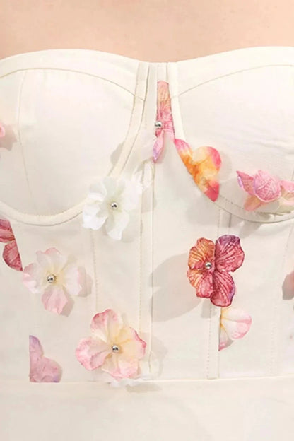 Blossom Elegance Strapless Maxi Dress-fabric up close 