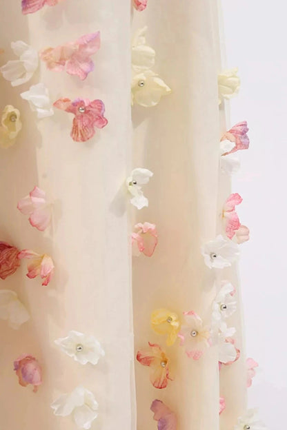 Blossom Elegance Strapless Maxi Dress- fabric 3