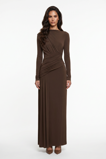 Serena Ruched Evening Maxi Dress