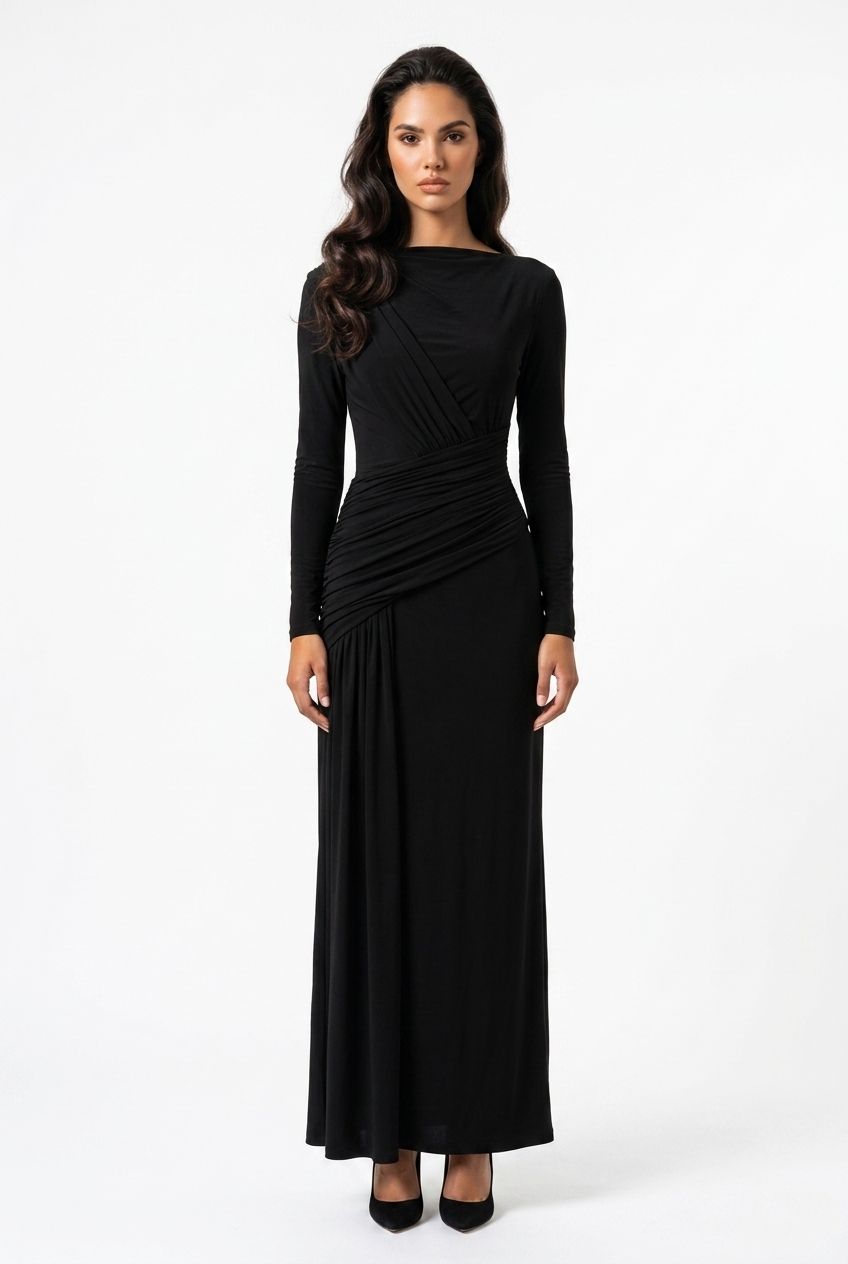 Serena Ruched Evening Maxi Dress