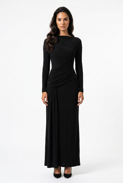 Serena Ruched Evening Maxi Dress