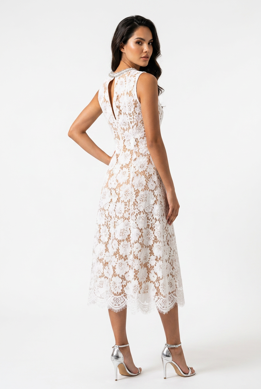 Pearl Lace Midi Dress