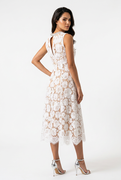 Pearl Lace Midi Dress