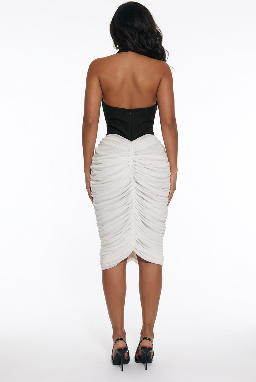 Nia Contrast Sculpted Midi Dress