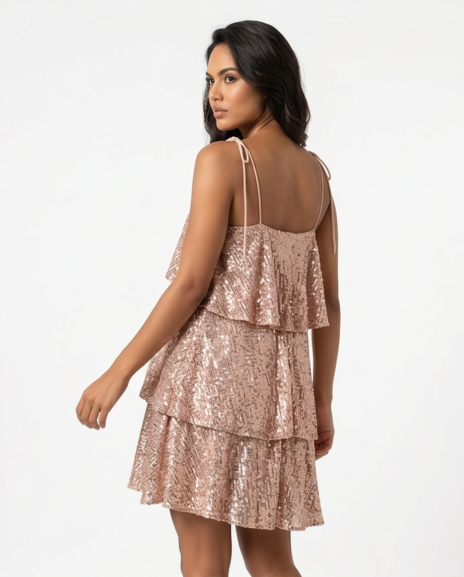 Shimmer Tie Mini Dress