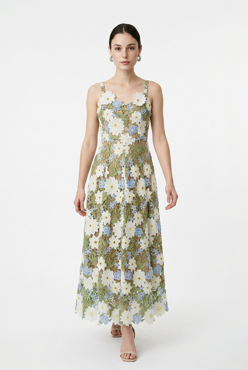 Aurora Floral Embroidered Maxi Dress
