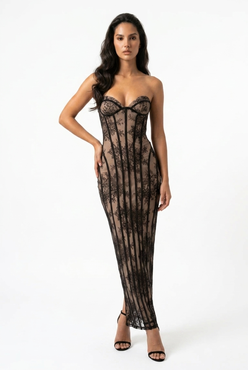 Lace-Up Corset Maxi Dress