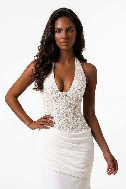 Sequin Halter Maxi Dress