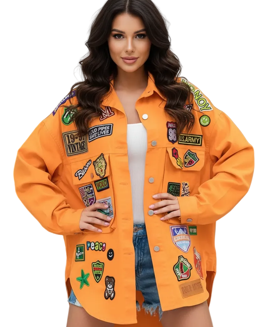 Orange Denim jacket