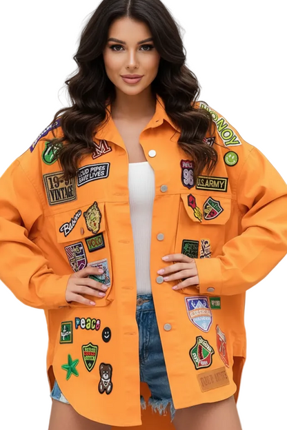 Orange Denim jacket