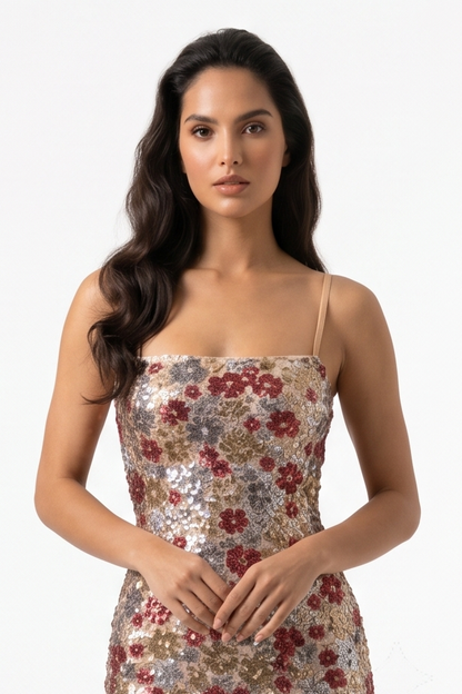 Floral Sequin Maxi Dress