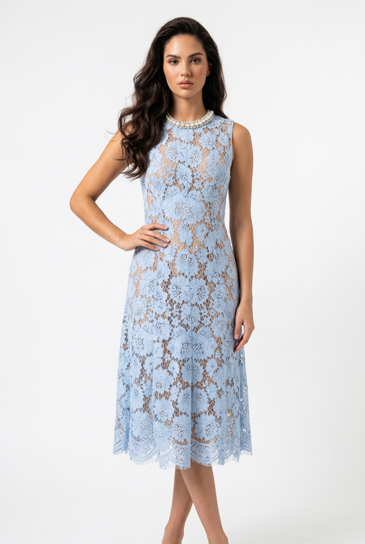 Pearl Lace Midi Dress