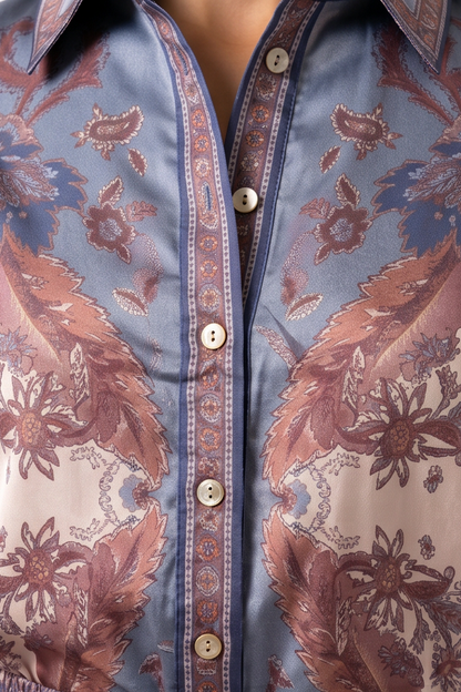 Printed long sleeve shirt and shorts set