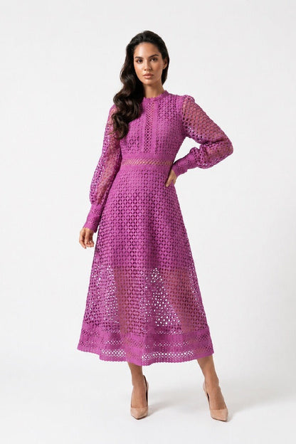 Amethyst Grace Lace Midi Dress