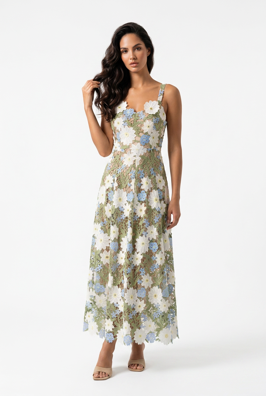 Aurora Floral Embroidered Maxi Dress
