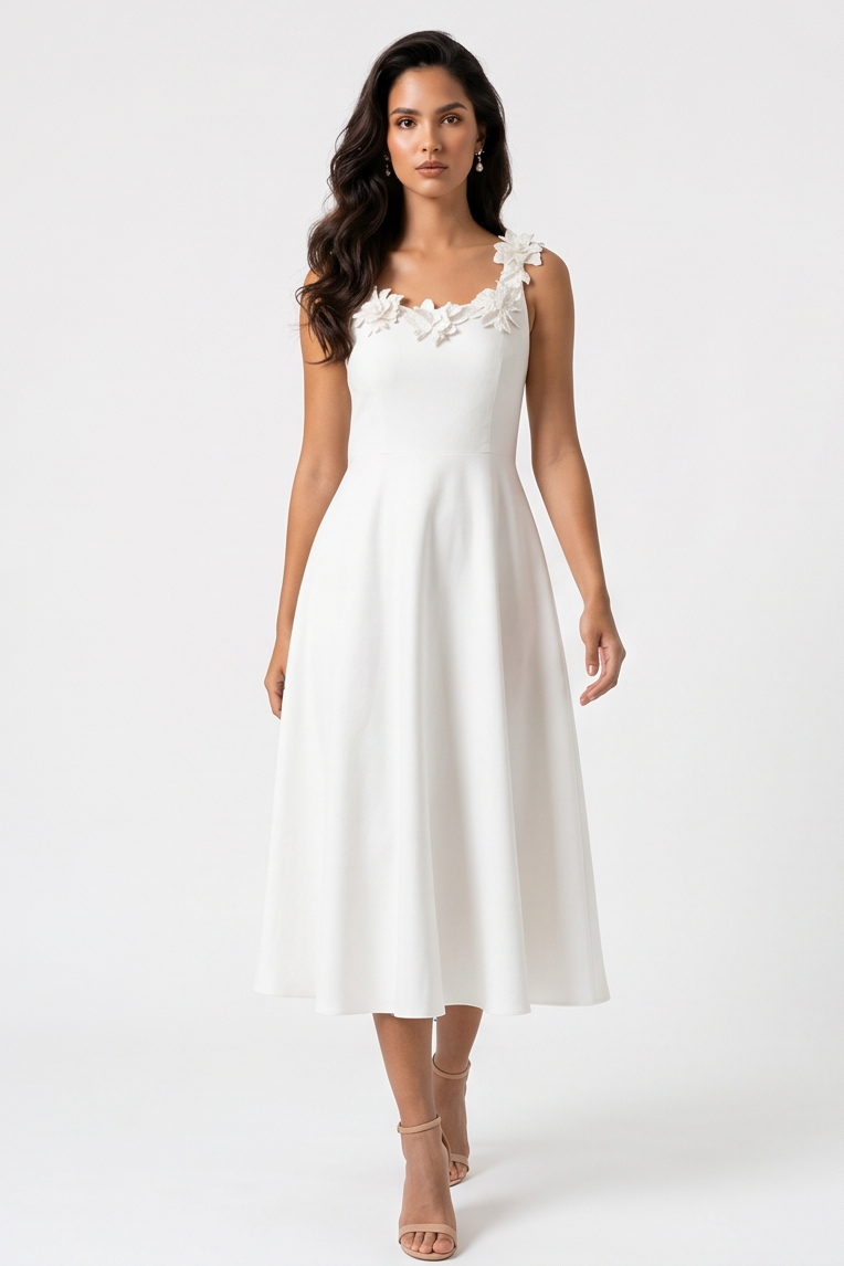Ivory Blossom Midi Dress