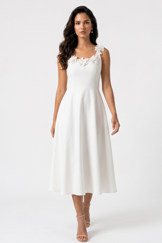 Ivory Blossom Midi Dress