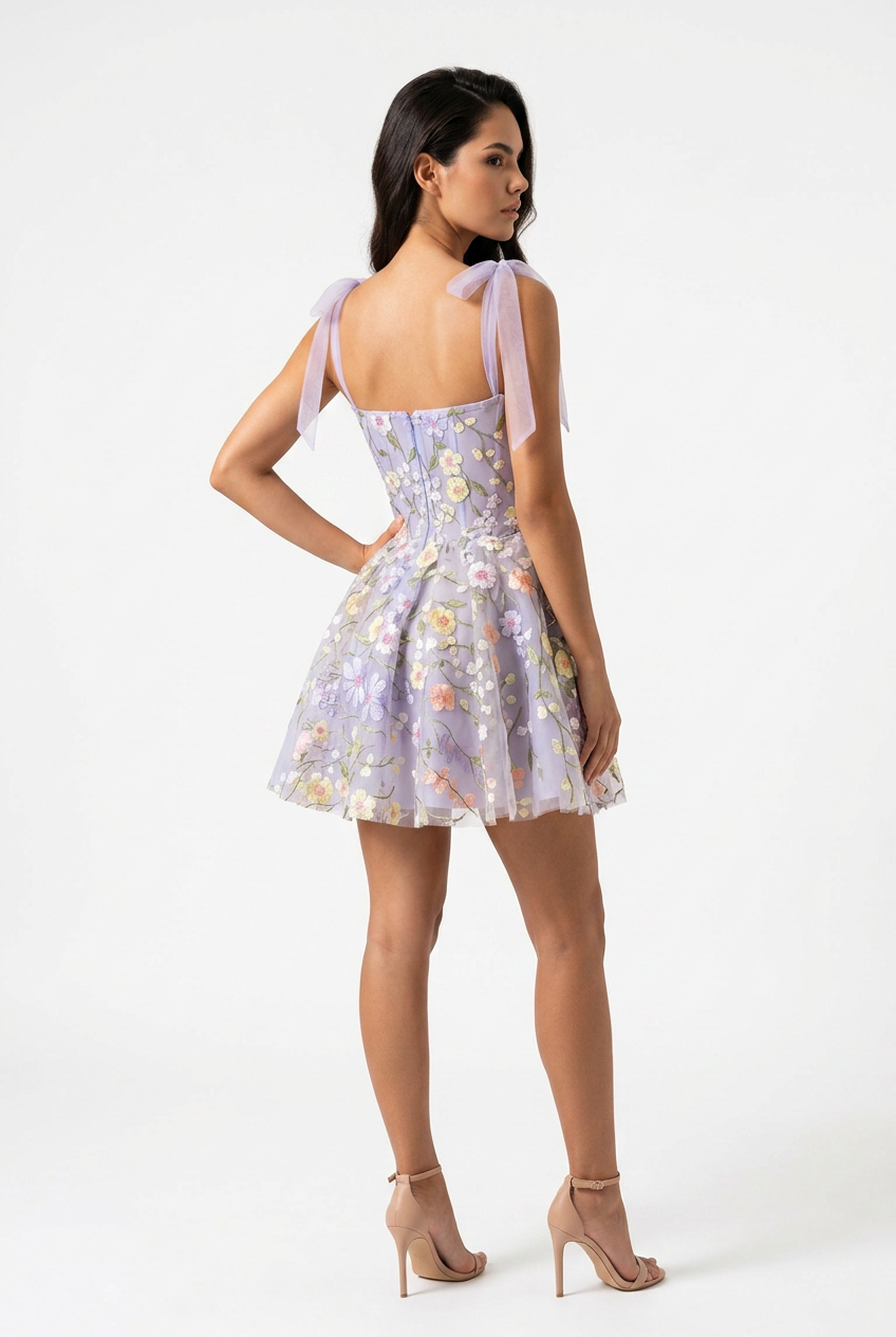 Lavender Bloom Mini Dress