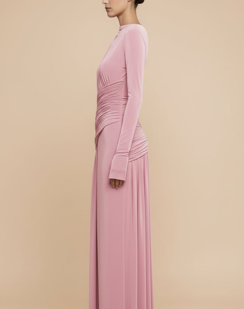 Serena Sculpted Ruched Evening Maxi Dress