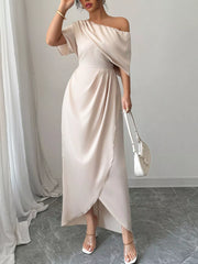 One-Shoulder Satin Maxi Dress