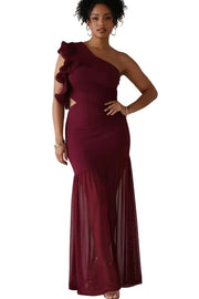 The Camilla One-Shoulder Ruffle Maxi Dress