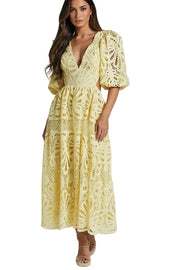 Luna Lace V-Neck Midi Dress