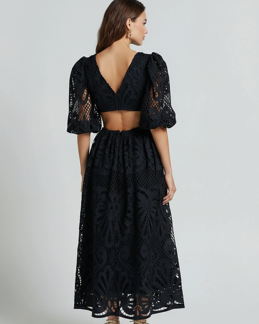 Luna Lace V-Neck Midi Dress