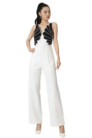 Monochrome Contrast Wide-Leg Jumpsuit