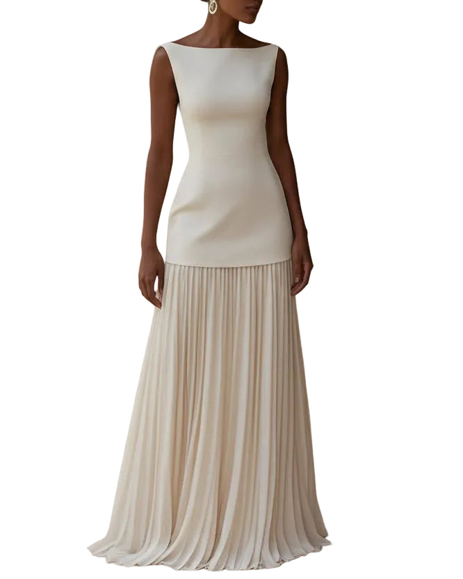 pleated maxi skirt and sleeveless top set elegant outfit
