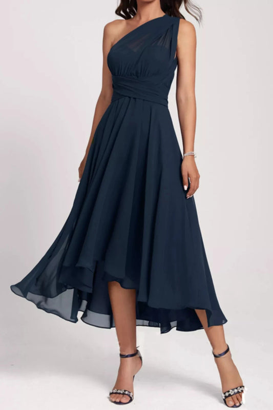 ruched a line midi dress elegant evening outfit