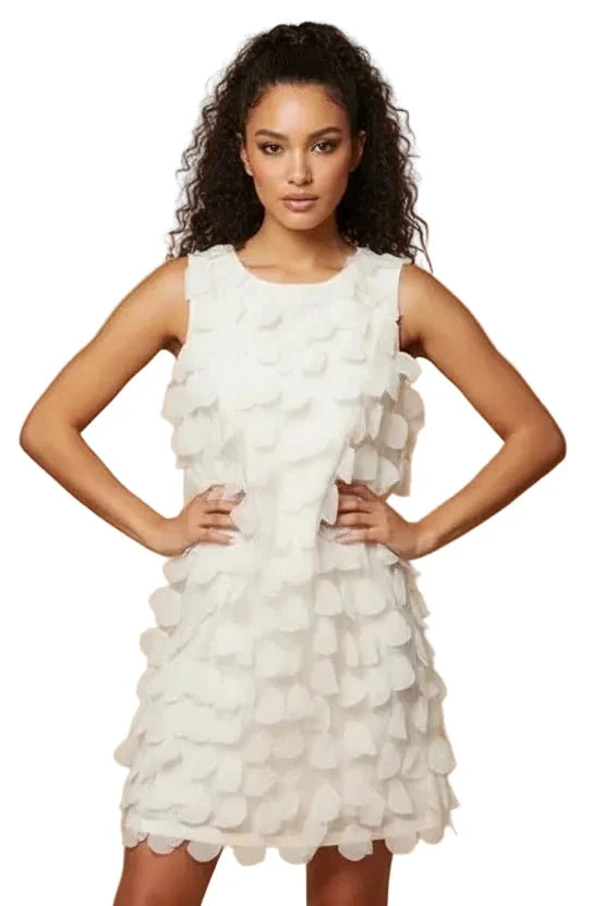 textured petal shift dress feminine occasion outfit