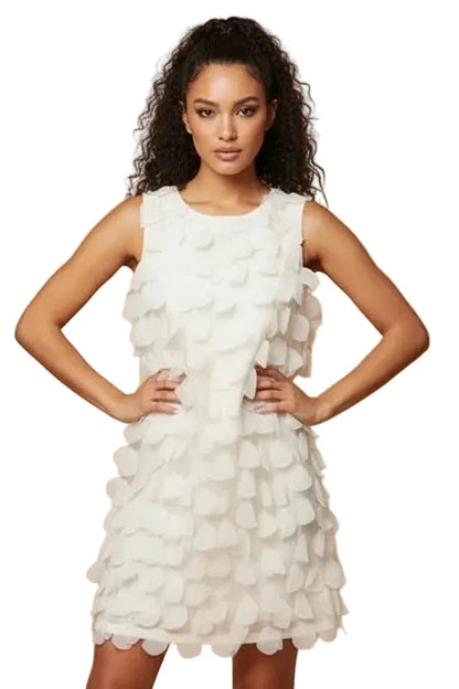 textured petal shift dress feminine occasion outfit